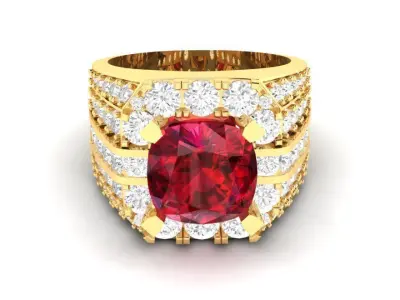 Luxury Ruby Parallel Band Ring for Men 189 3D print model