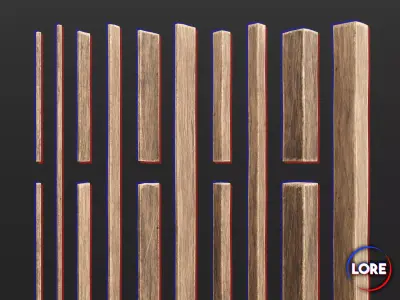 Medieval Essentials Wood Building Set Low-poly 3D model