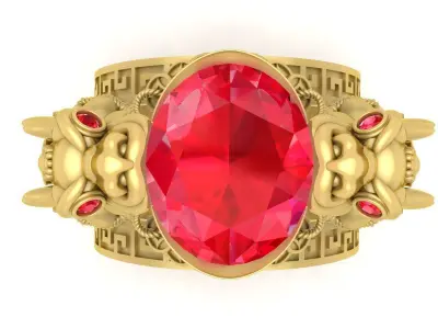 Luxury Dragon Head Oval Ruby Ring for Men 3766 3D print model