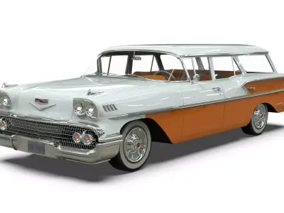 1958 Chevrolet Bel Air Wagon Low-poly 3D model