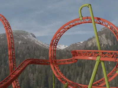 Rollercoaster Low-poly 3D model