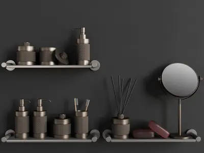 089 Bathroom decor set ACCESSORIES Bronze Matte 00 3D model