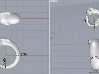 Panther Ring Medium 15mm-20mm 3D print model