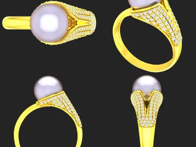 Collection of 20 ladies pearl rings - 1 3D print model