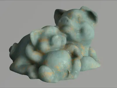 Pig Sculpture 3d with 4k texture pack Low-poly 3D model