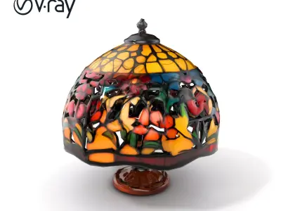Antique Stained Glass Lampshade Artisanal Craft model pack Low-poly 3D model