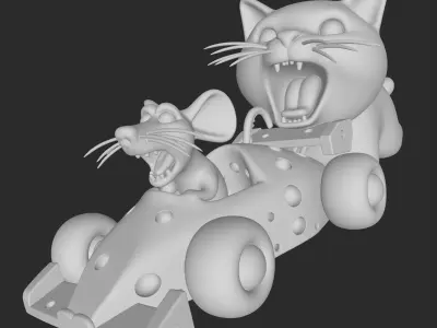 cheese f1 car mouse and cat 3D print model