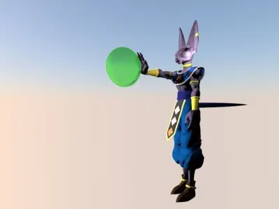 Beerus animated character holding disc Low-poly 3D model