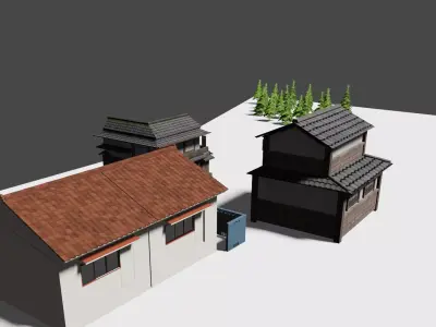 Shelf model japanese village Free 3D model