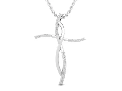 AV 378 Diamond Ladies Swirl Cross Pendant 3D print model