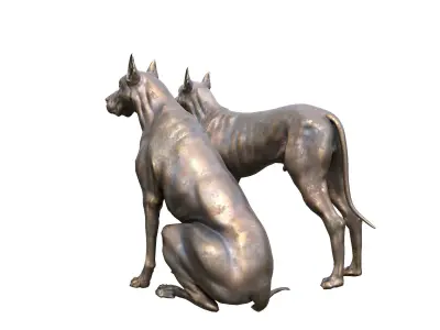 Dog Sculpture Low-poly 3D model