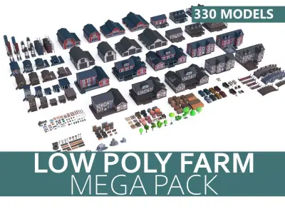 Low Poly Farm Set - 330 Models Mega Pack 02 Collection Free low-poly 3D model