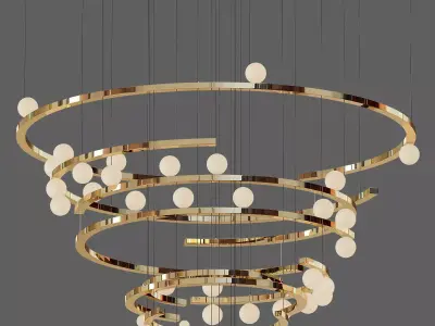 Chandelier circular with balls hanging from it 3D model
