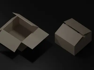 Box Low-poly 3D model two empty cardboard boxes Free low-poly 3D model