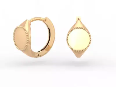 minimalism hoop earrings gold 3D print model