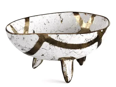 Handmade Gold Ceramic Bowl - Egg shape  3D model