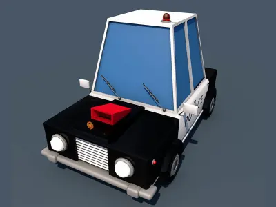 Cartoon Police Car Low-poly 3D model