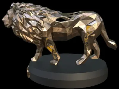 Steampunk Lion Low-poly 3D model