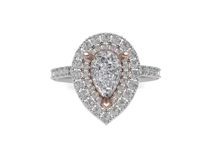 Women Ring 3DM STL Halo Ring Diamond Render Printable 3D print model