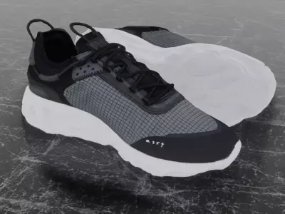 Nike 3D Shoes - White-Black - N354 Series Low-poly 3D model