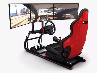 Racing Game Simulator Triple Display v 2 3D model