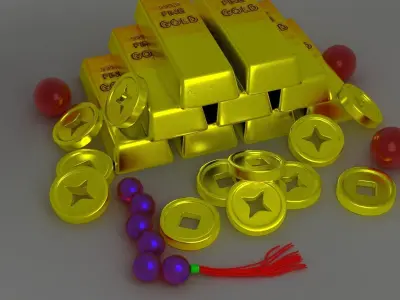 gold bar prices money bank luxury bullion square 3D model