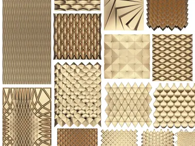 Collection of 3D Wall Panels Low-poly 3D model