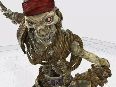 Spinal fighting swashbuckler Low-poly 3D model