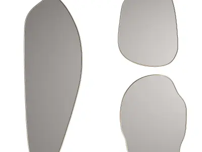 Rose Brassy Silva mirrors by Ethnikliving Wavy mirror set 3D model