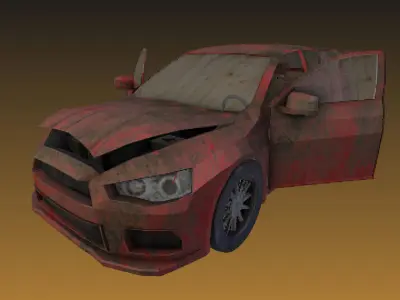 broken car post apocaliptic Low-poly 3D model
