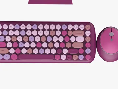 Sweet Pc Set Monitor Keyboard Mouse Candy Pink Version 3D model