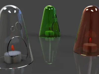 Ghost three different colored glass candle holders Free 3D model
