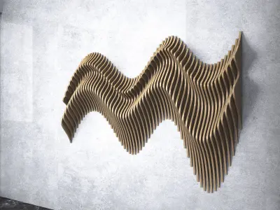  Parametric Wavy Wooden Wall Decor - 24 - CNC files for cutting 3D model