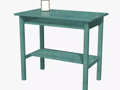 Blue Table with Chair Low-poly 3D model