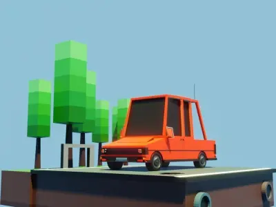Red car Low-poly 3D model buy