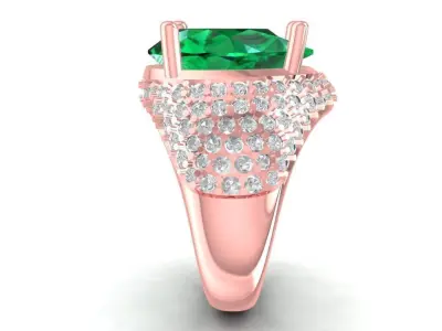 Luxury Pear Cut Pave Diamond Ring for Women 1158 3D print model