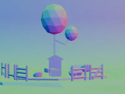 Low Poly Village Scene 3D Model  Stylized Game Environment Free low-poly 3D model