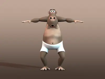 Cartoon Monkey Character Low-poly 3D model