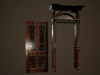 Antique Door - PBR Game Ready Low-poly 3D model