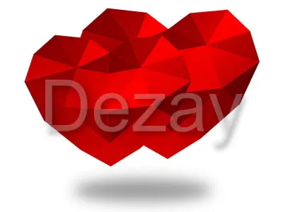 Red polygonal heart Free 3D model