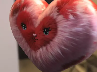 Fluffy Heart Plush Low-poly 3D model