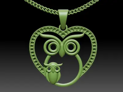 Fantasy Owl pendant gold printable 3D model 3D print model