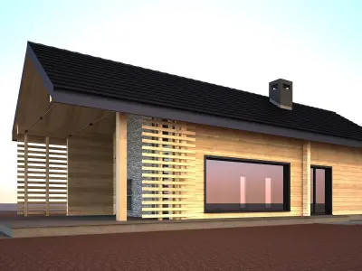 Wood house model 3d dom57 3D model 3D model 3D model Free 3D model