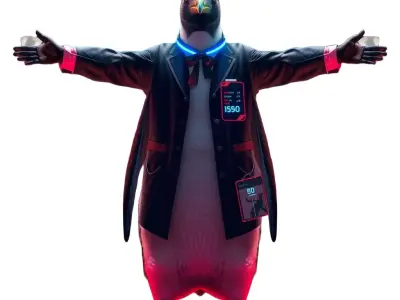 Futuristic Penguin Butler model pack Low-poly 3D model