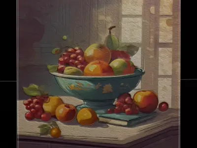 Fruit Bowl One Painting  Low-poly 3D model