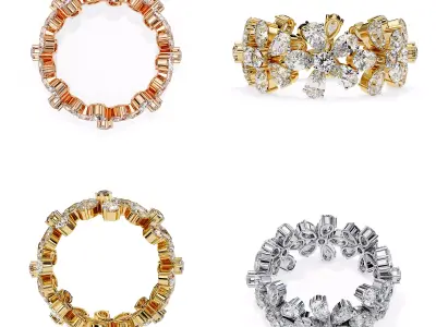 Luxury Eternity Rings Collection STL and 3DM Jewelery CAD Models 3D print model