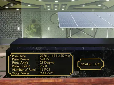 Solar Energy Construction Table 2x8 Diorama Low-poly 3D model
