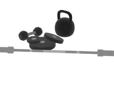 set of low poly models for the gym Low-poly 3D model