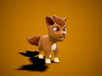 cartoon fox Low-poly 3D model