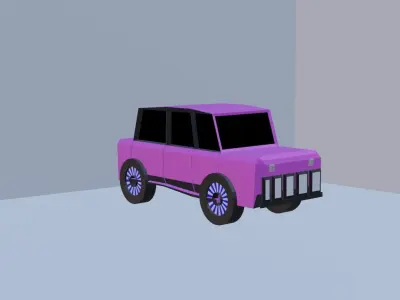 Low Poly Stylized Bleu Car 3D Model  Free low-poly 3D model